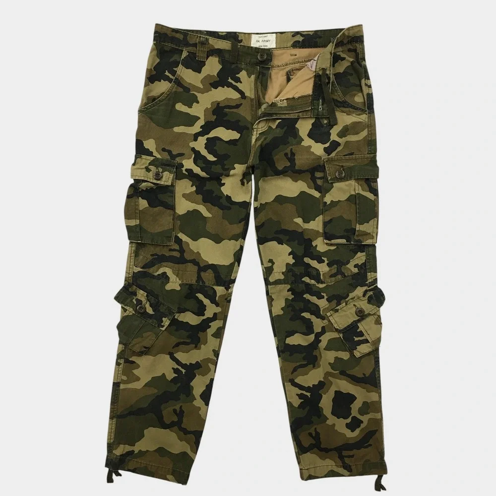 AK Army Mens Camo Cargo Pants Green Brown Tactical Military Size 36 Fits 38